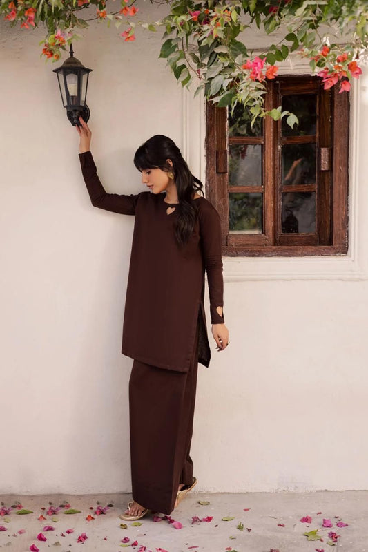 2 PC SOLID - Dark brown