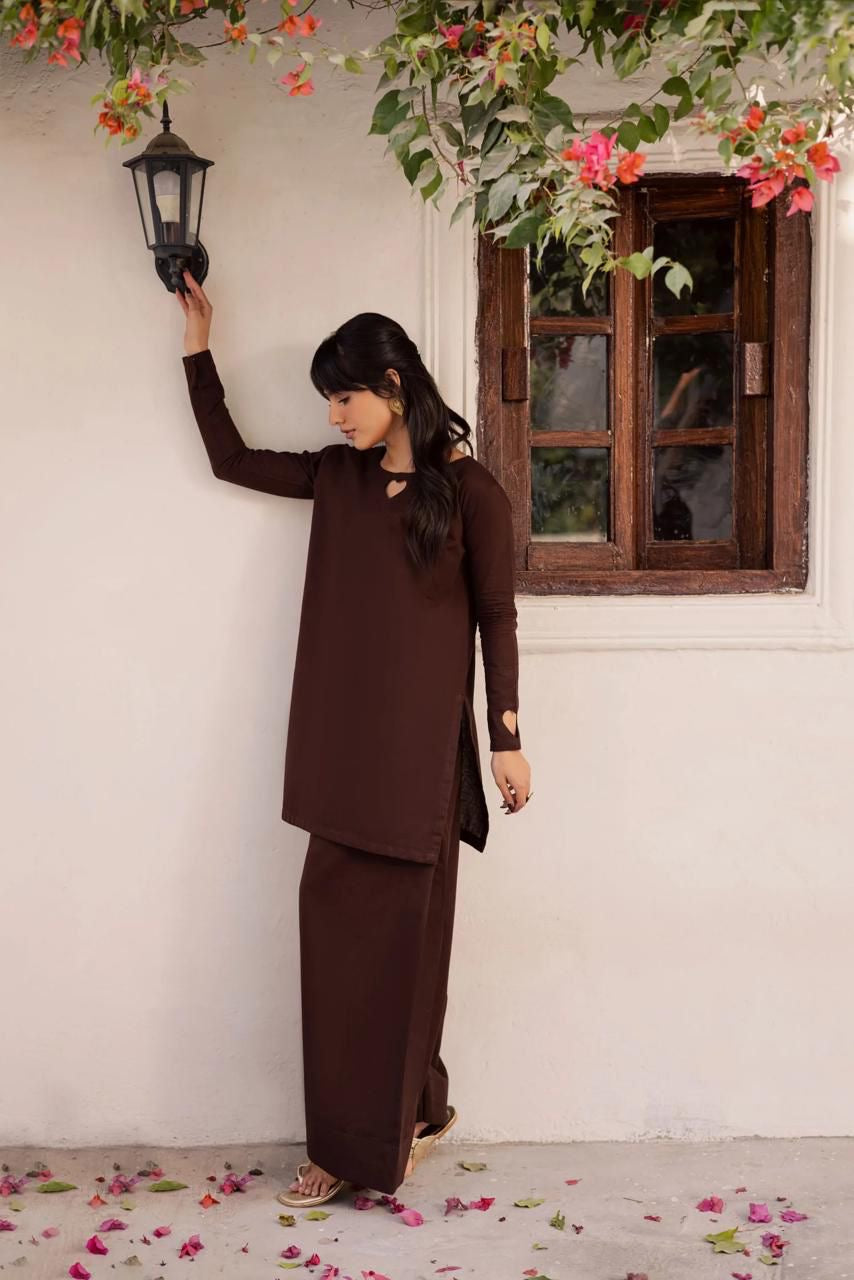 2 PC SOLID - Dark brown