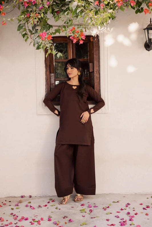 2 PC SOLID - Dark brown
