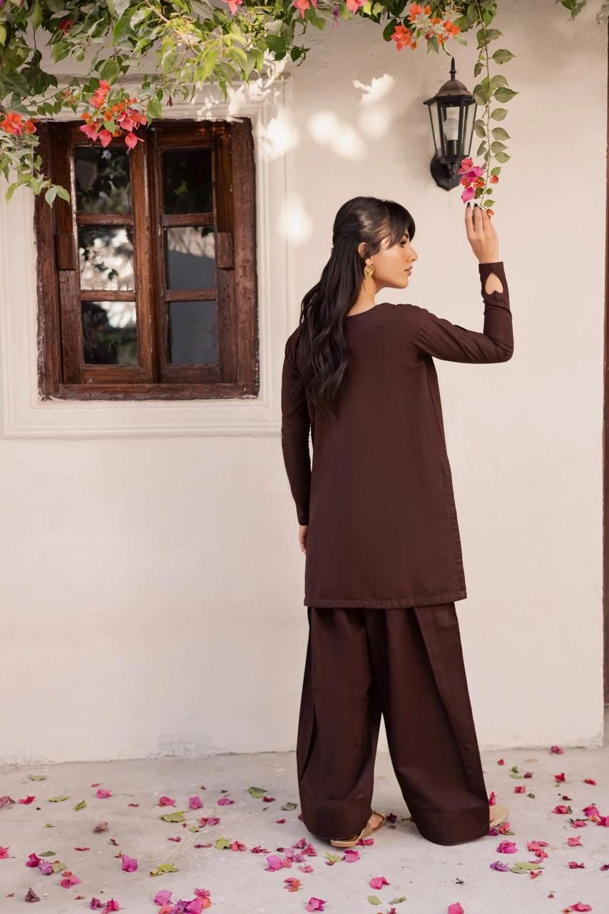 2 PC SOLID - Dark brown